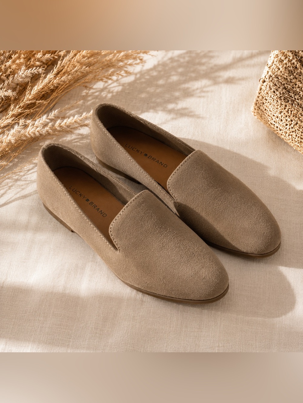 Lucky Brand Taupe Suede D’Orsay Flats Women’s Size 8 EU 39
